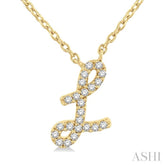 1/20 ctw Initial 'L' Round cut Diamond Pendant With Chain in 14K Yellow Gold